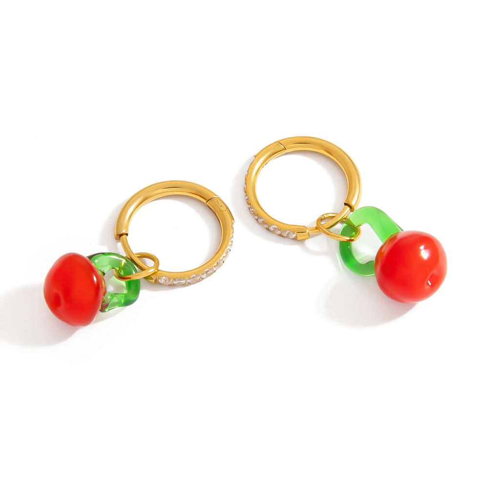 Boucles d'oreilles pour femmes faites à la main, série romantique, fruits h5 Image6