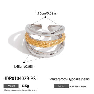 1 Piece Chic Geometric Stainless Steel Waterproof Gold Color Minimalist Rings h5 Picture2
