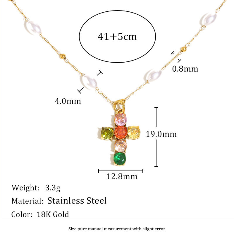 Light Luxury Series Stainless Steel Waterproof Cross Women's Necklace h5 Picture4