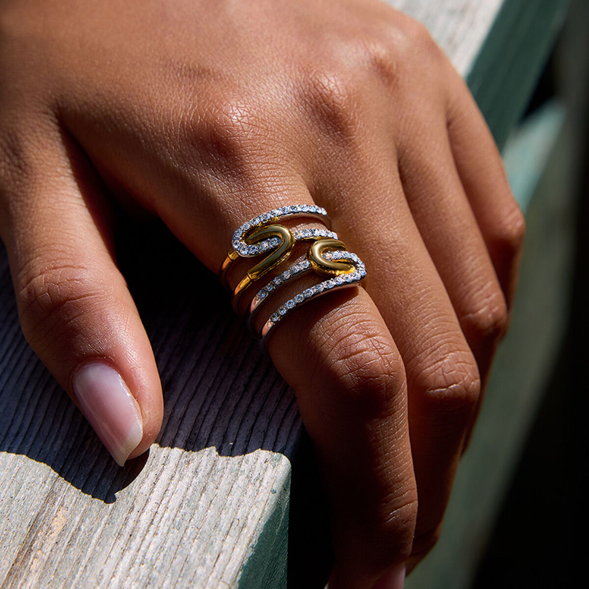 1 Piece Luxurious Series Classic Geometric Stainless Steel Waterproof Gold Color Women's Gemstone Rings Picture4