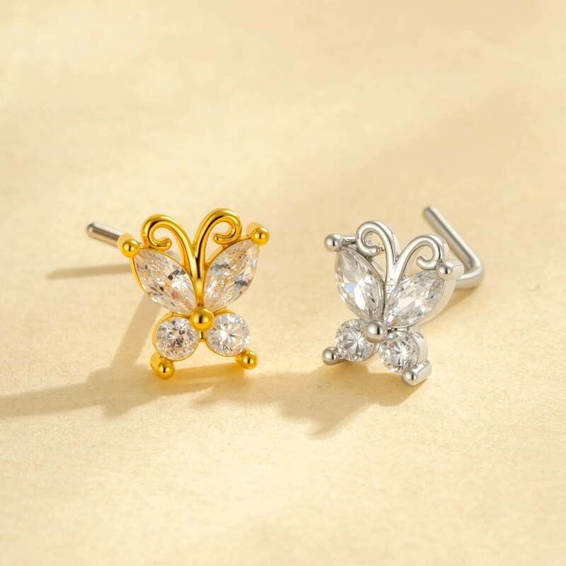 1 Piece Copper Gold Color Zircon  Nose Stud