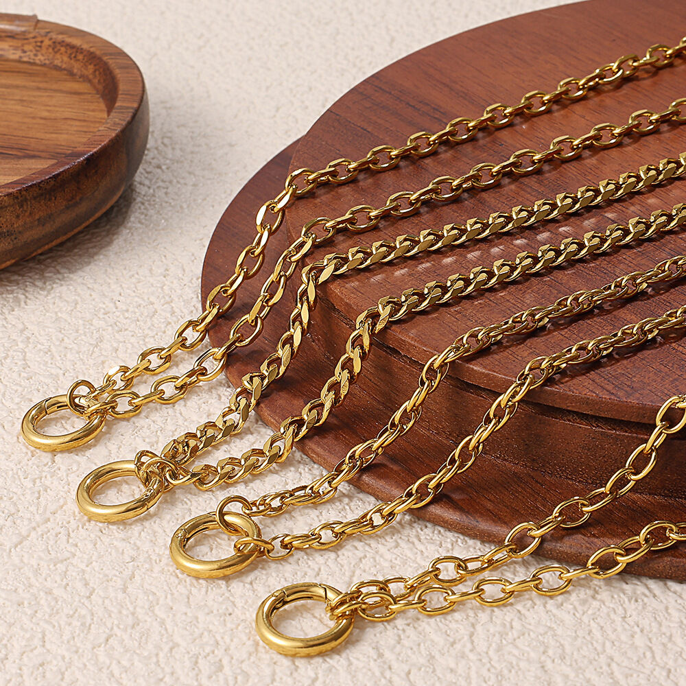 1 Piece Simple Stainless Steel Waterproof Gold Color DIY Charm Bracelet