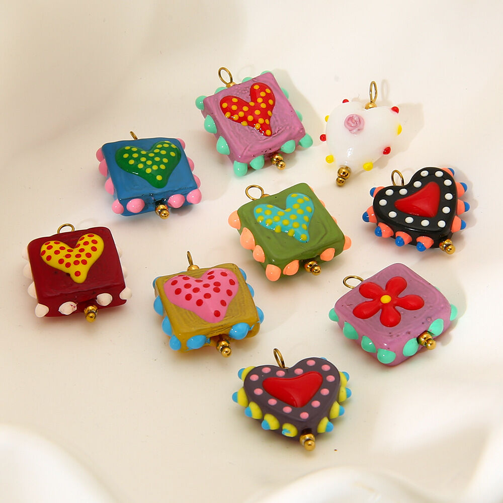 DIY Romantic Series Sweet Heart Glass Pendants Picture2