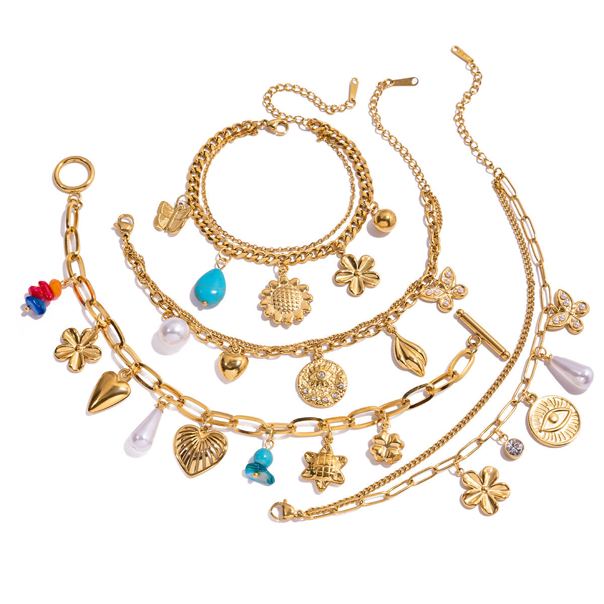 1 Piece Vacation Heart Stainless Steel Waterproof Gold Color Women's Charm Bracelets Picture9