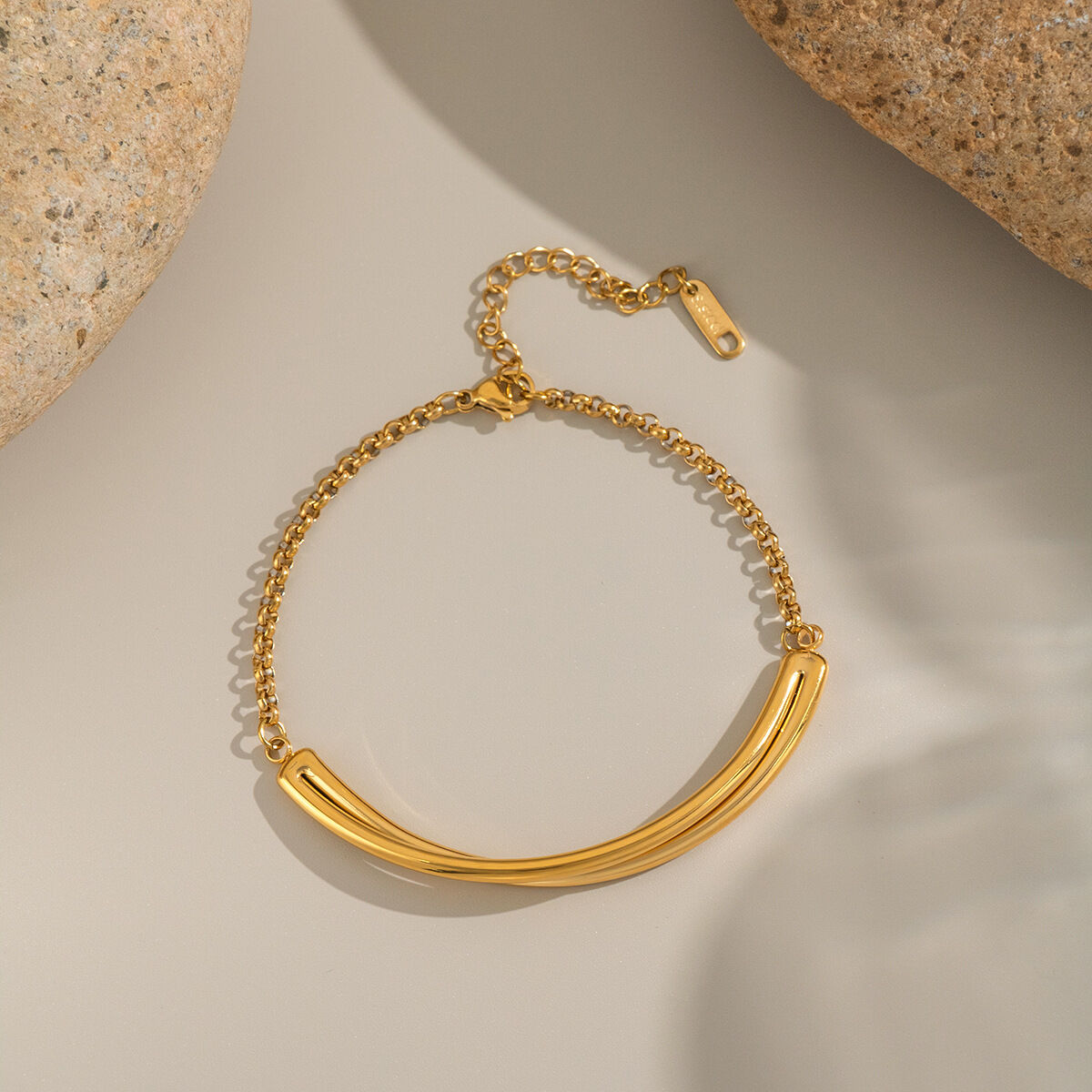 1 stuk geometrische, waterdichte, goudkleurige bedelarmband van roestvrij staal