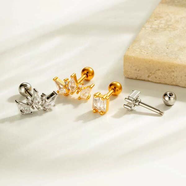 1 Piece Exquisite Copper Gold Color Zircon Women's Piercings Earrings Picture6
