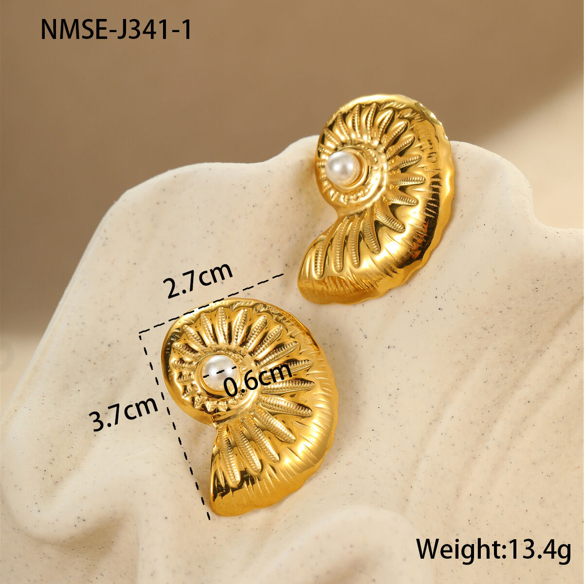 NMSE-J341-1 Große Perlen-Muschelohrringe Bild3