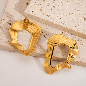 1 Pair Casual Stainless Steel Waterproof Gold Color Stud Earrings h5 Picture5