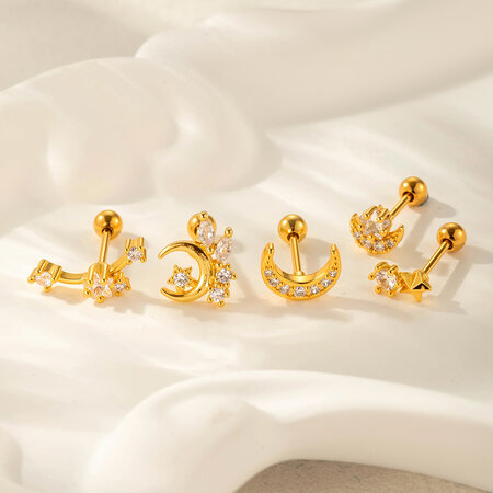 1 pezzo di orecchino con piercing in zircone di rame