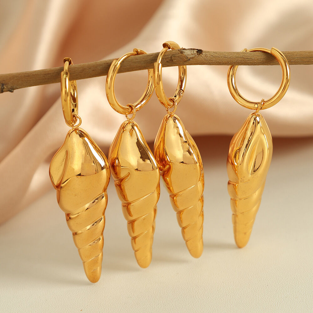 1 Pair Stainless Steel Waterproof Gold Color Drop Earrings