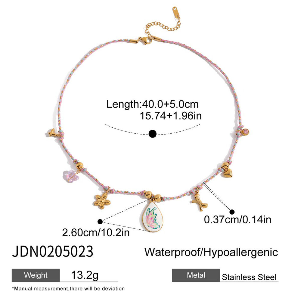 1 Piece Stylish Coconut Tree Stainless Steel Waterproof Gold Color Women's Braided Necklaces