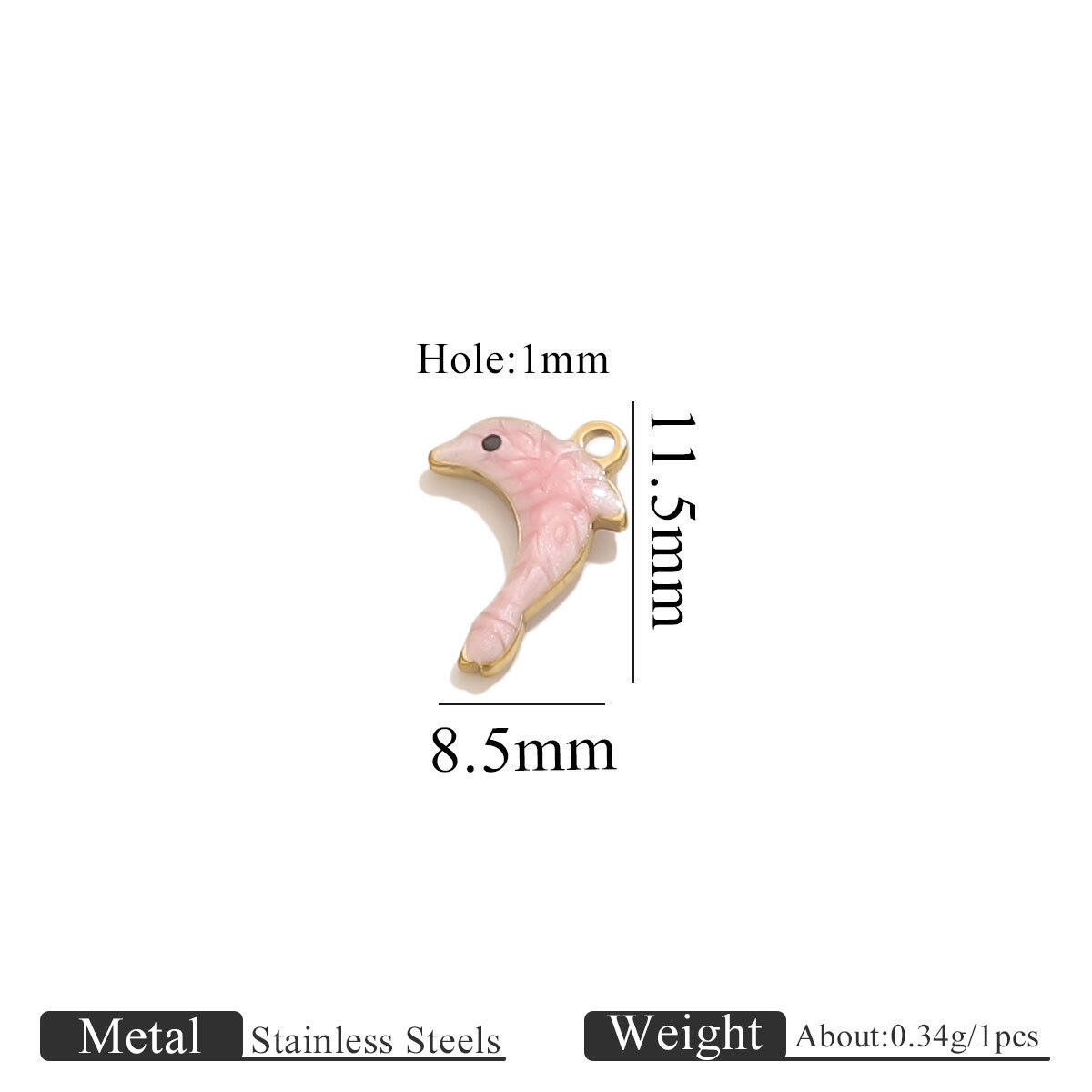 Gold Double-Sided Oil Drop Pendant-Dolphin Pink Picture85
