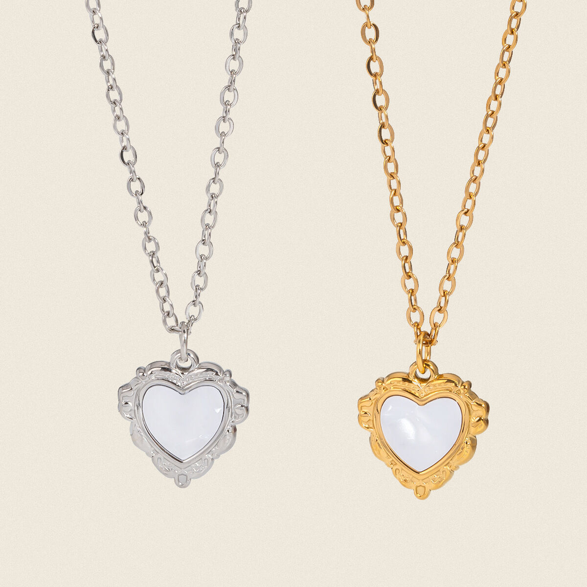Collier pendentif cœur en acier inoxydable étanche couleur or (1 pièce) Image4