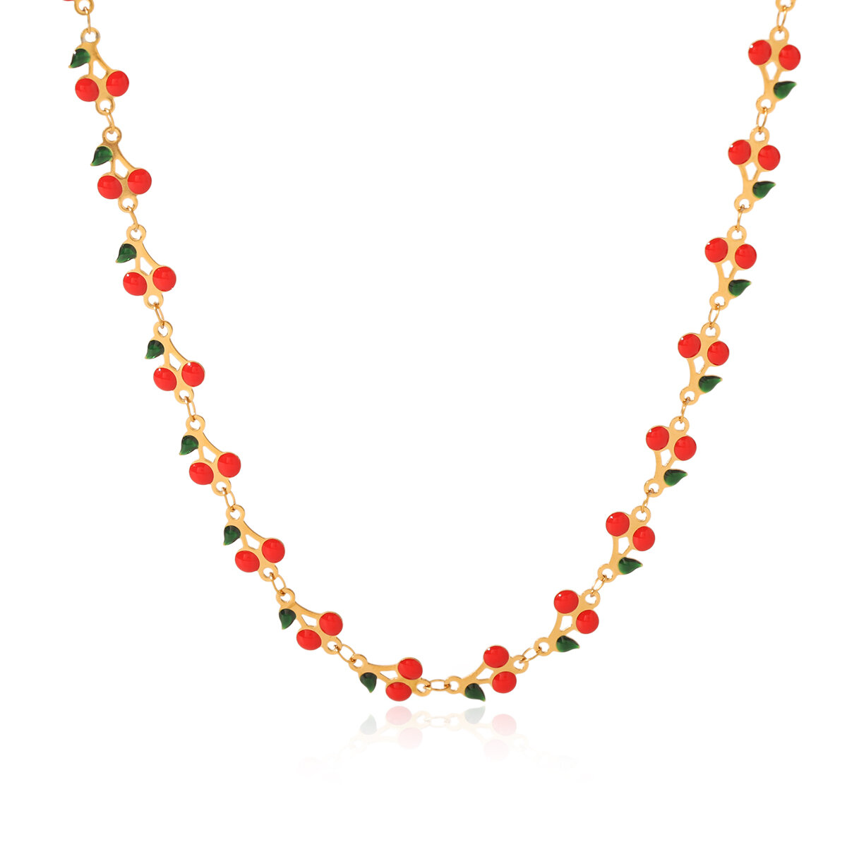 Sweet Plant Stainless Steel Waterproof  Gold Color  Women's Chain Necklaces 