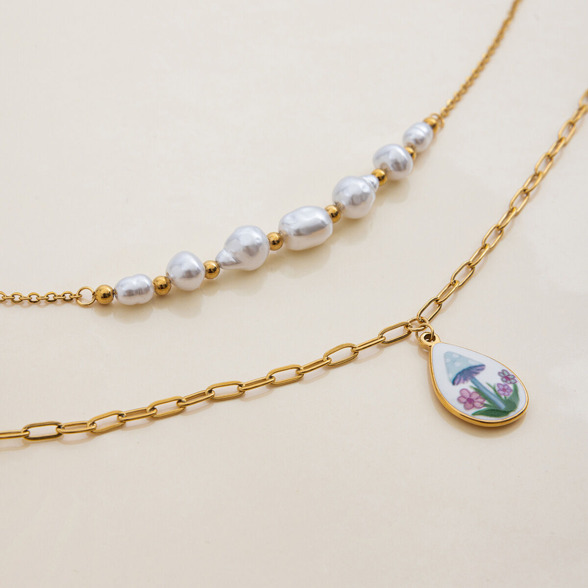 1 Piece Droplet Stainless Steel Waterproof Gold Color Women's Pendant Necklaces h5 Picture7