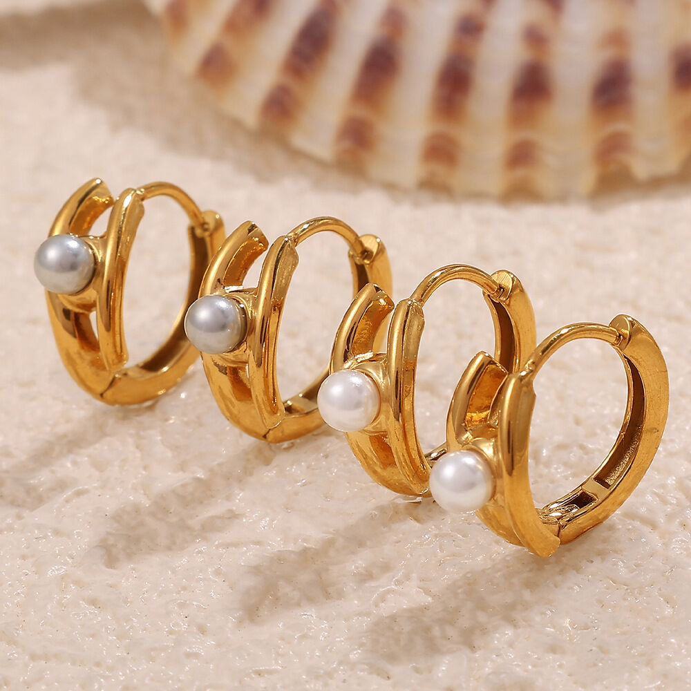 Stainless Steel Waterproof  Gold Color  Hoop Earrings 2