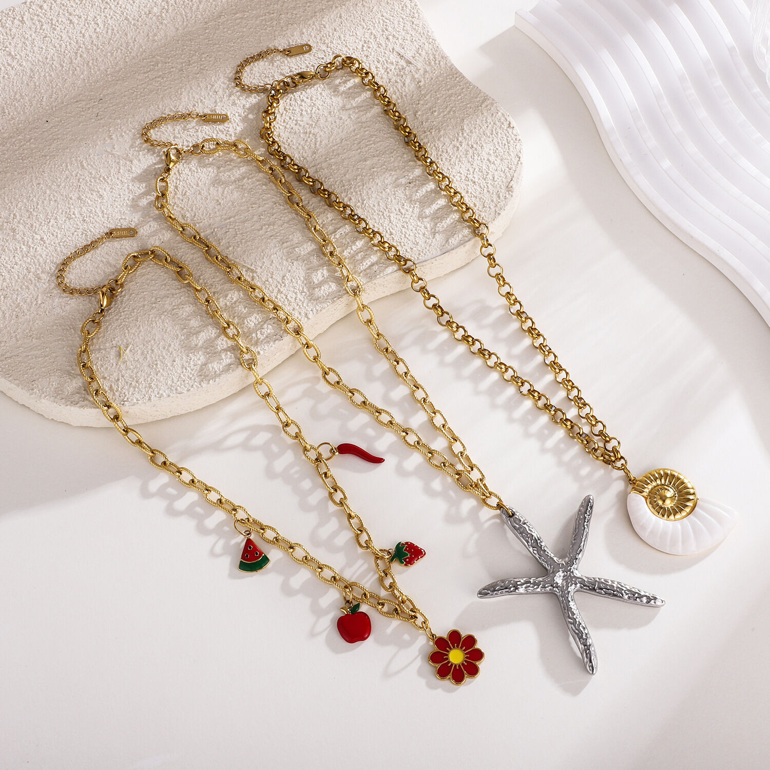 1 Piece Oceanic Series Daily Starfish Stainless Steel Waterproof Women's Pendant Necklaces h5 Picture4