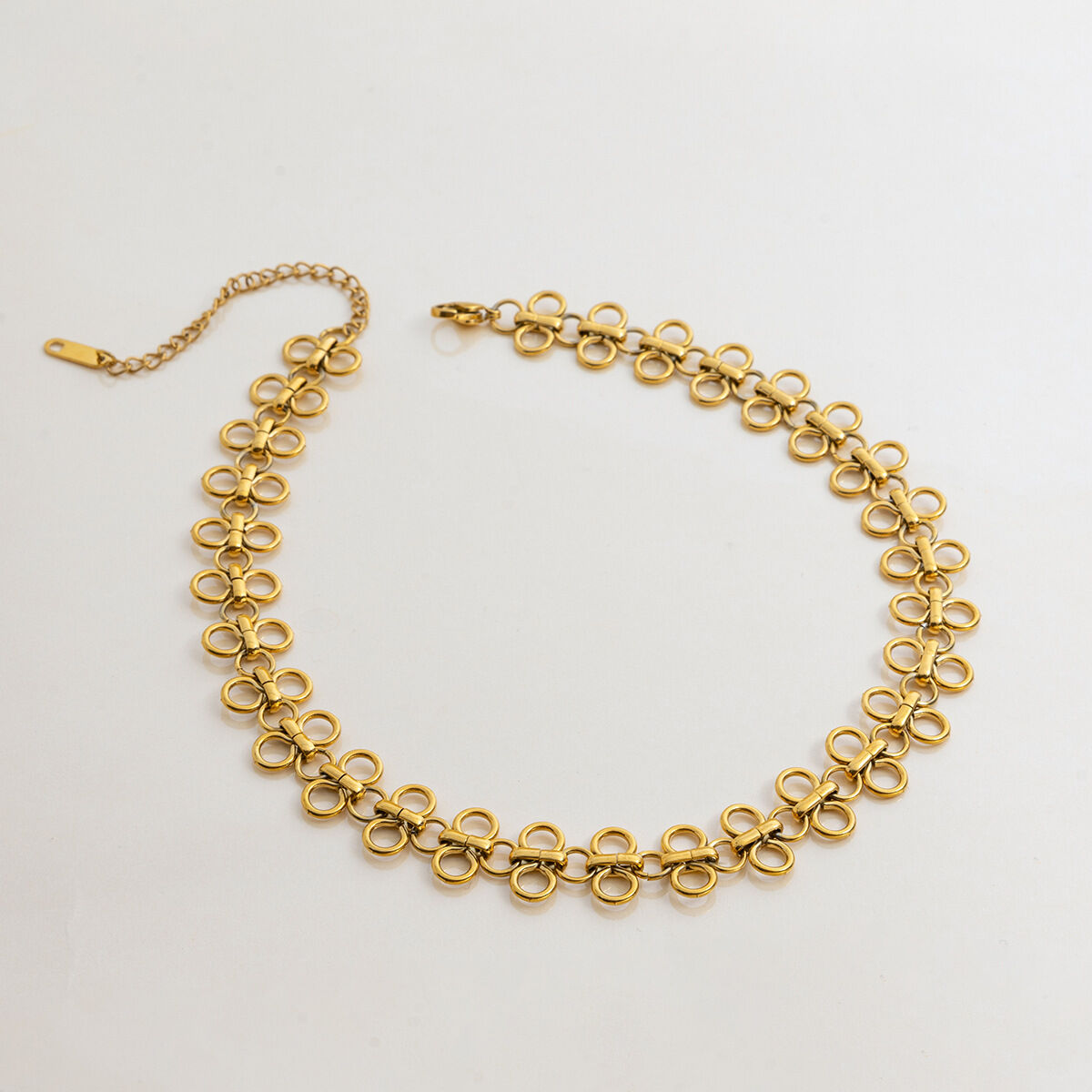 1 pair  clover stainless steel gold color women's chain necklaces h5 Picture5