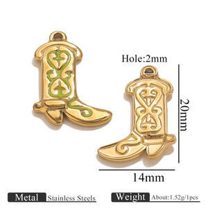 1 Piece DIY Colorful Boot Stainless Steel Waterproof Gold Color Women's Pendants h5