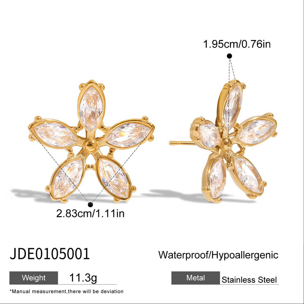 1 Pair Romantic Series Sweet Flower Stainless Steel Waterproof Gold Color Women's Stud Earrings Picture2