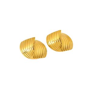 Retro Geometric Stainless Steel Waterproof Gold Color Women's Stud Earrings h5 Picture5