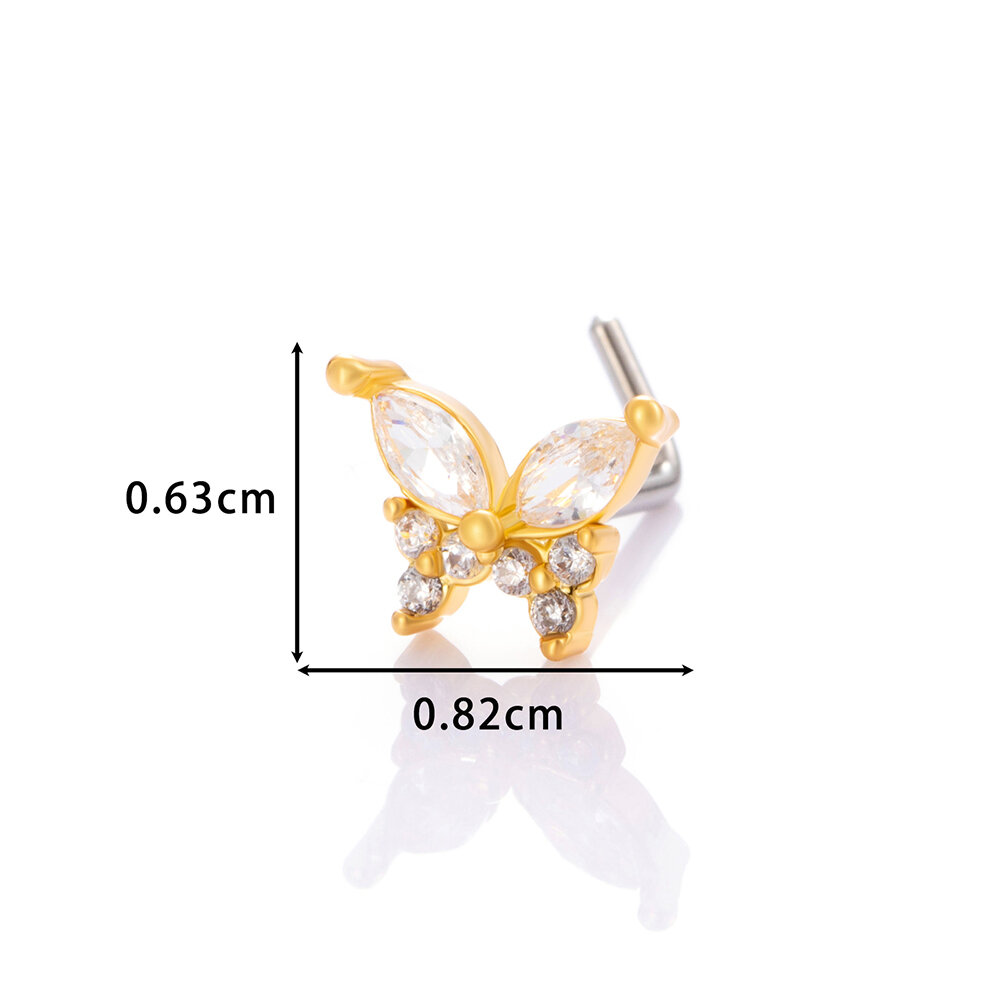 1 Piece Copper Gold Color Zircon  Nose Stud Picture2
