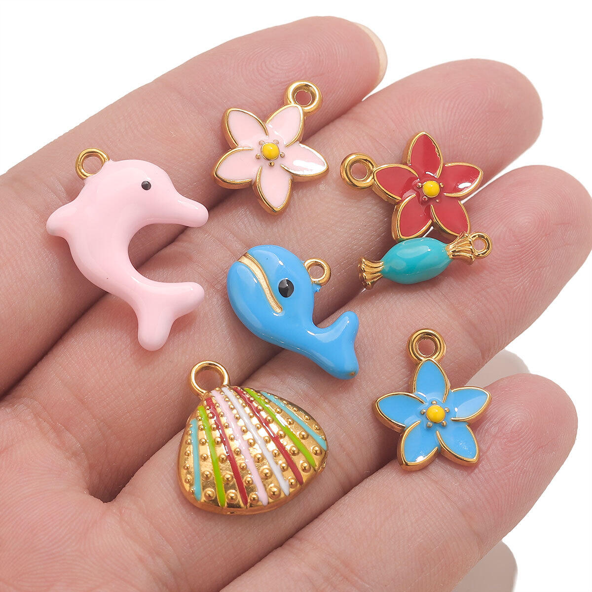 1 Piece Dolphin Stainless Steel Waterproof Gold Color Women's Pendants h5Picture4