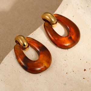 Simple Series Daily Stainless Steel Waterproof Gold Color Women's Drop Earrings h5 Picture3