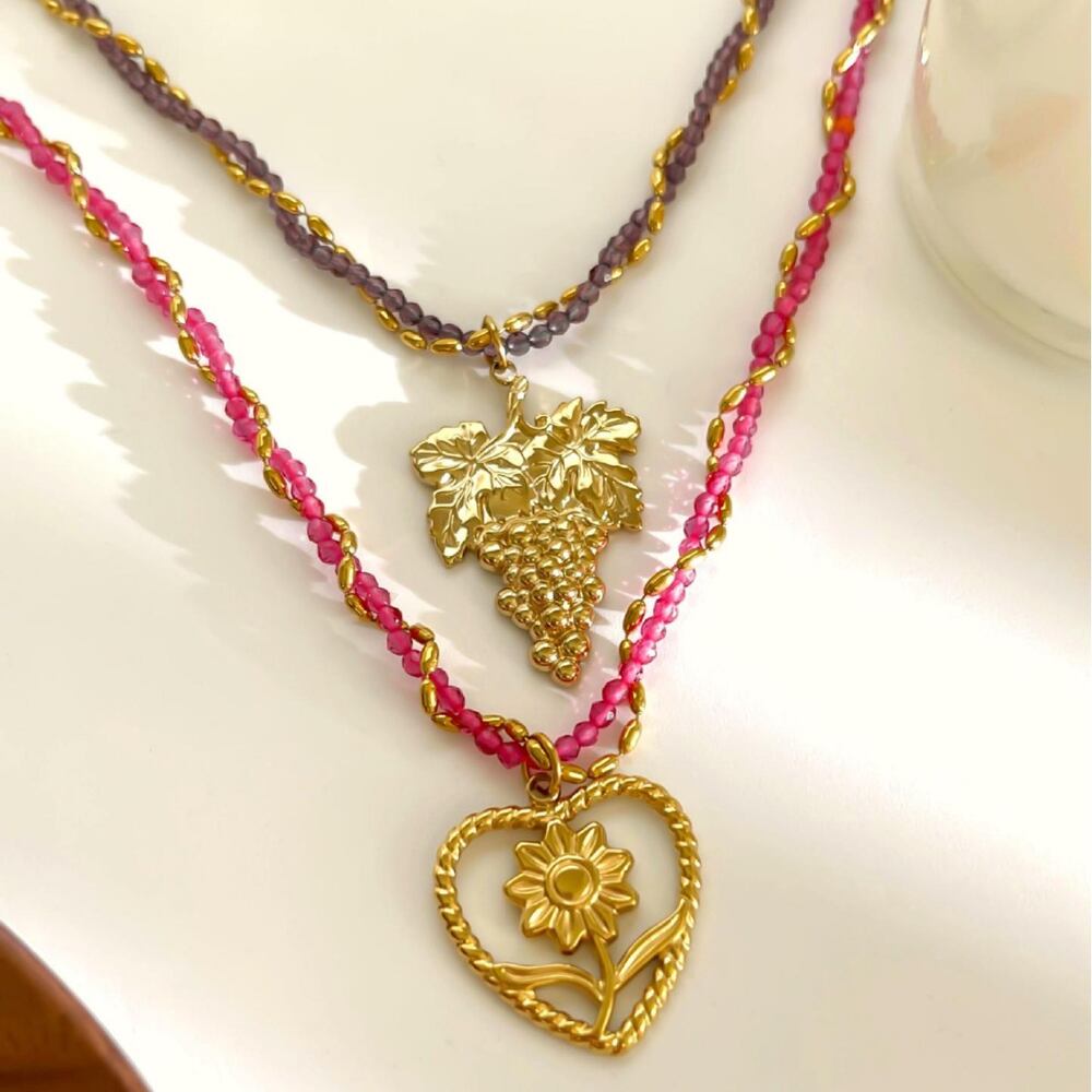 1 Piece Stainless Steel Waterproof Heart Gold Color Pendant Necklace h5Picture4