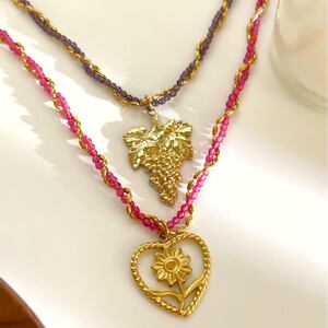 1 Piece Stainless Steel Waterproof Heart Gold Color Pendant Necklace h5 Picture4