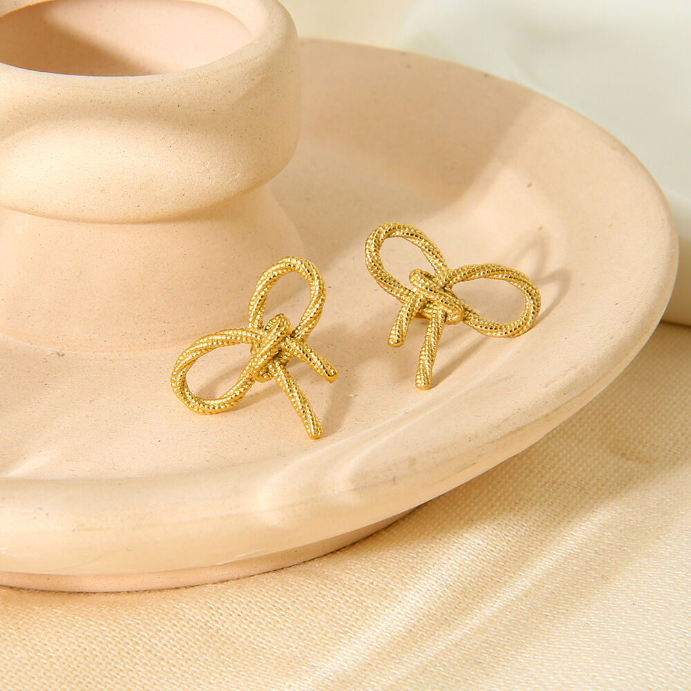 Romantic Series Elegant Bow Knot Stainless Steel Waterproof Women's Stud Earrings