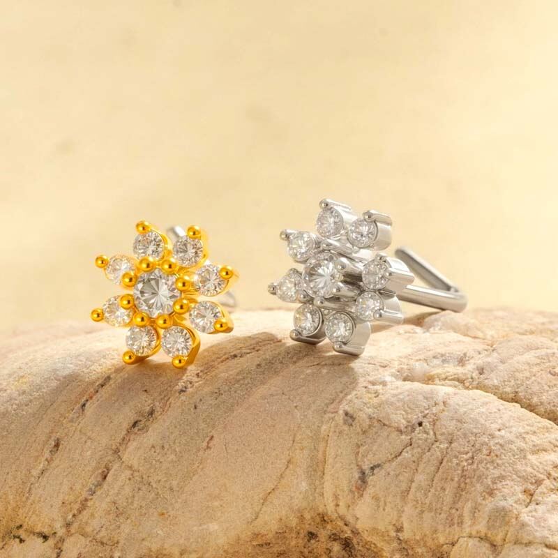 1 pezzo di fiore color rame oro zircone perno naso da donna