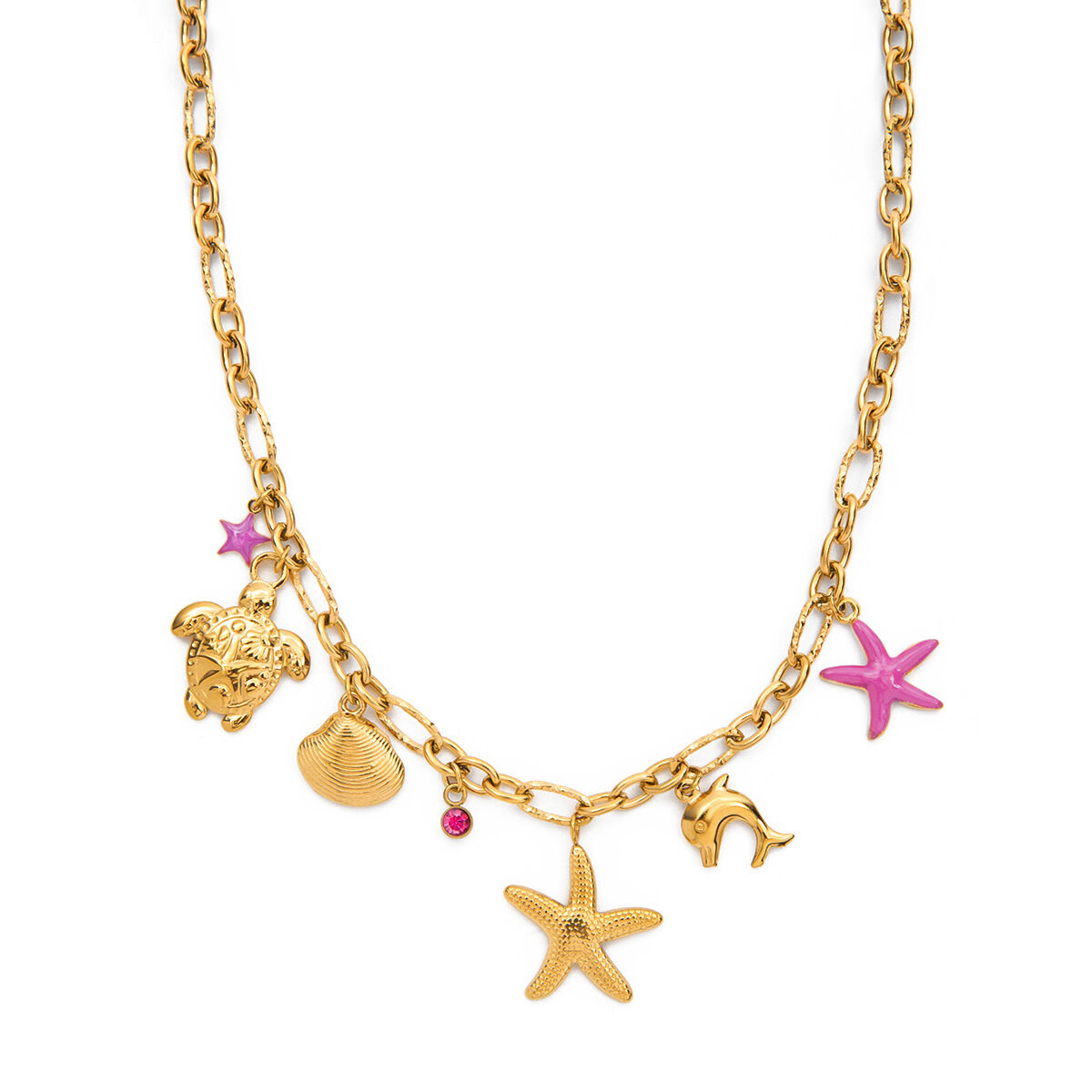1 pezzo di collana con ciondolo da donna color oro impermeabile in acciaio inossidabile con organismo marino h5 
