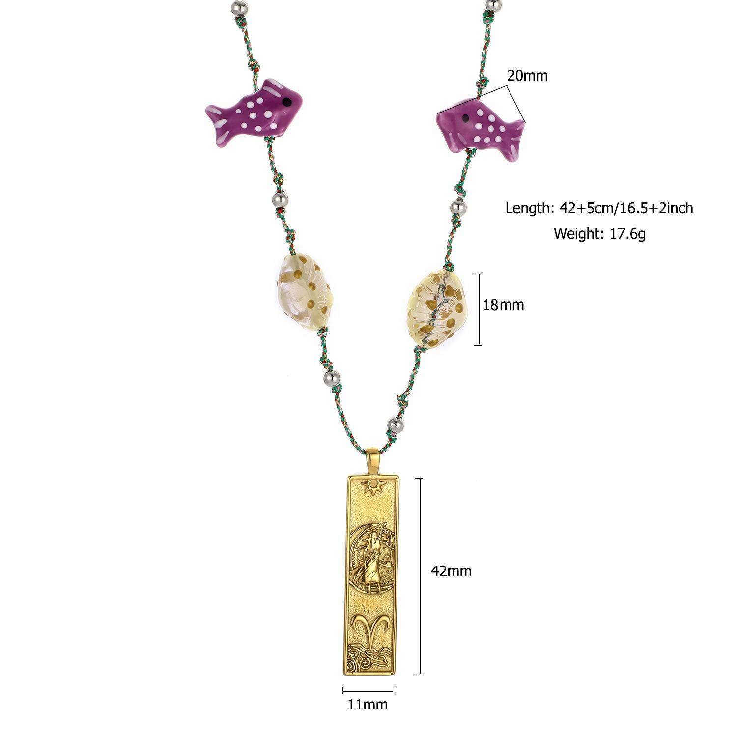 1 Piece Elegant Rectangular Stainless Steel Waterproof Gold Color Women's Pendant Necklaces