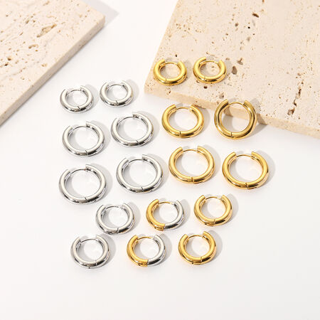 1 Pair Stainless Steel Waterproof Hoop Earrings