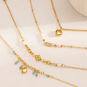 1 Piece Simple Heart Stainless Steel Waterproof Gold Color Charm Bracelets h5 Picture2