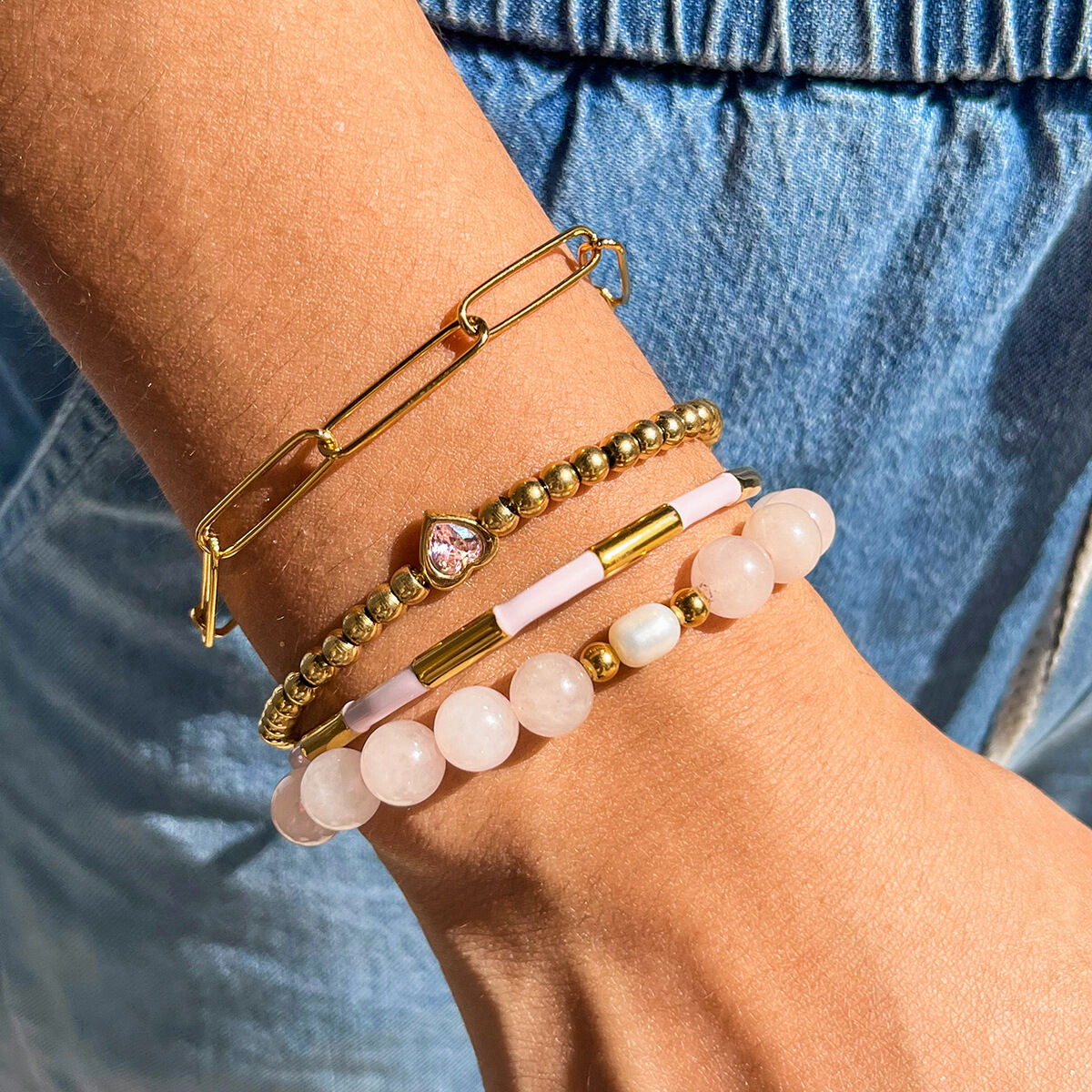 1 pezzo di braccialetti di perline da donna con perline colorate e pietre naturali Immagine5