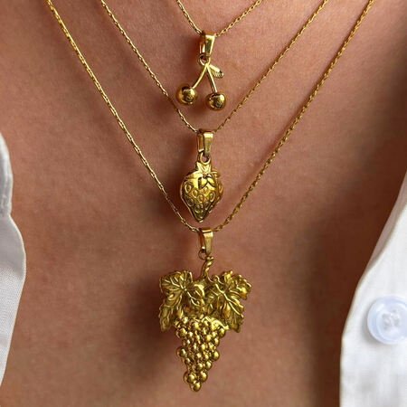 1 Piece Fruit Stainless Steel Waterproof Gold Color Pendant Necklace