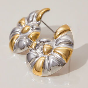 1 Pair Fashionable Shell Stainless Steel Waterproof Gold Color Women's Stud Earrings h5 Picture7