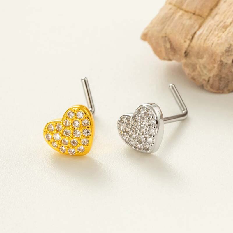 1 piercing para la nariz con circonita color cobre y dorado.