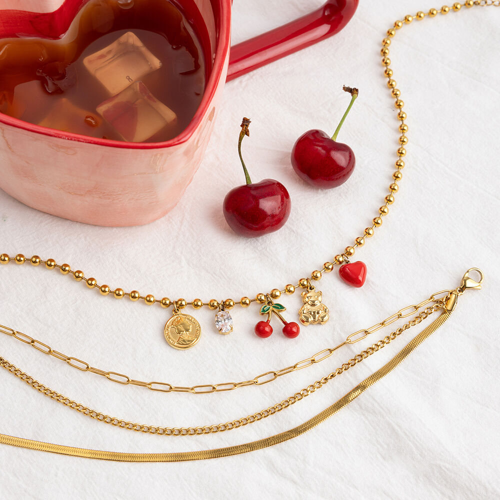 1 Piece Natural Cherry Stainless Steel Waterproof Gold Color Women's Pendant Necklaces Picture6