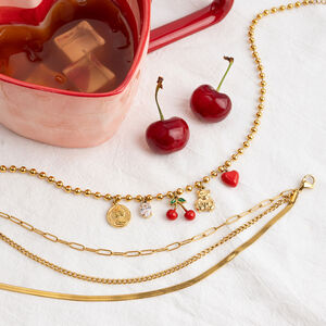 1 Piece Natural Cherry Stainless Steel Waterproof Gold Color Women's Pendant Necklaces h5 Picture6
