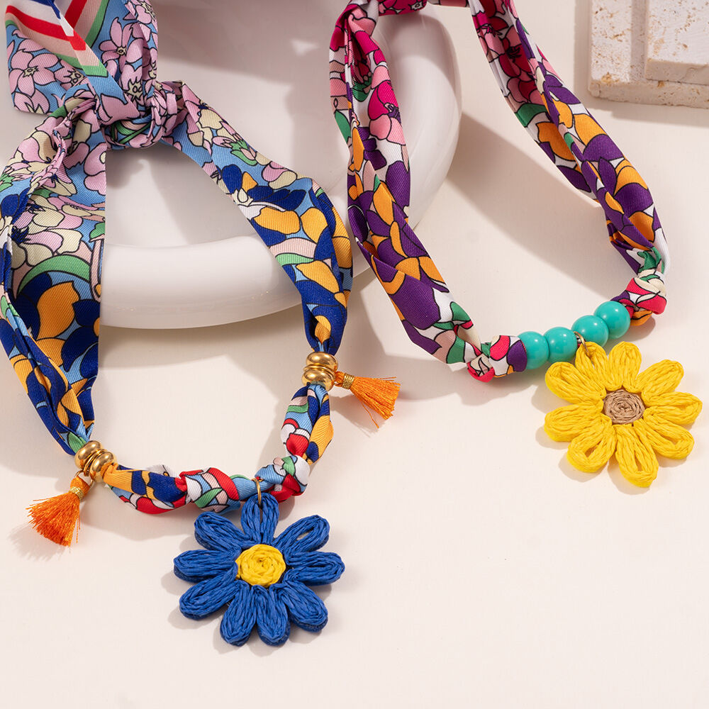 1 Stück Halsketten mit ethnischem Blumenanhänger für Damen h5 Bild4