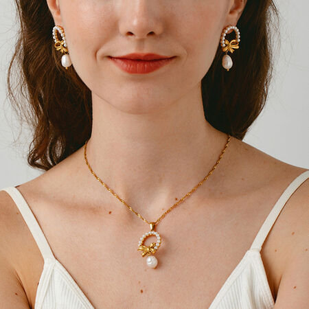 Luxe serie elegante oorbellen met strik van roestvrij staal, waterdicht, voor dames