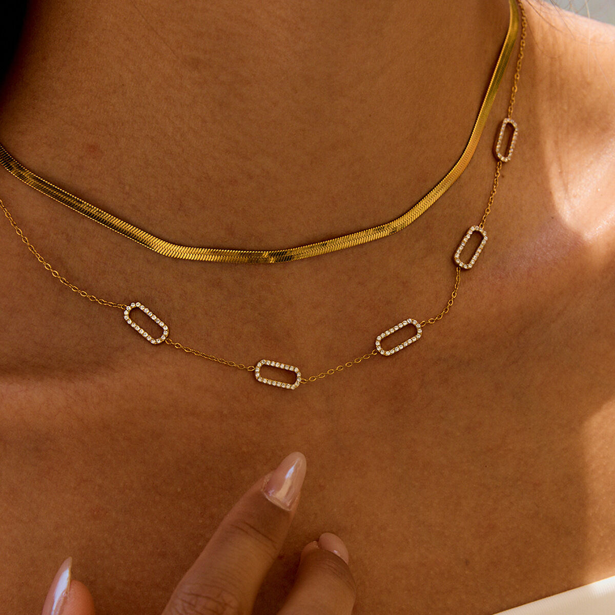 1 stuk casual geometrische waterdichte roestvrijstalen damesketting in goudkleur