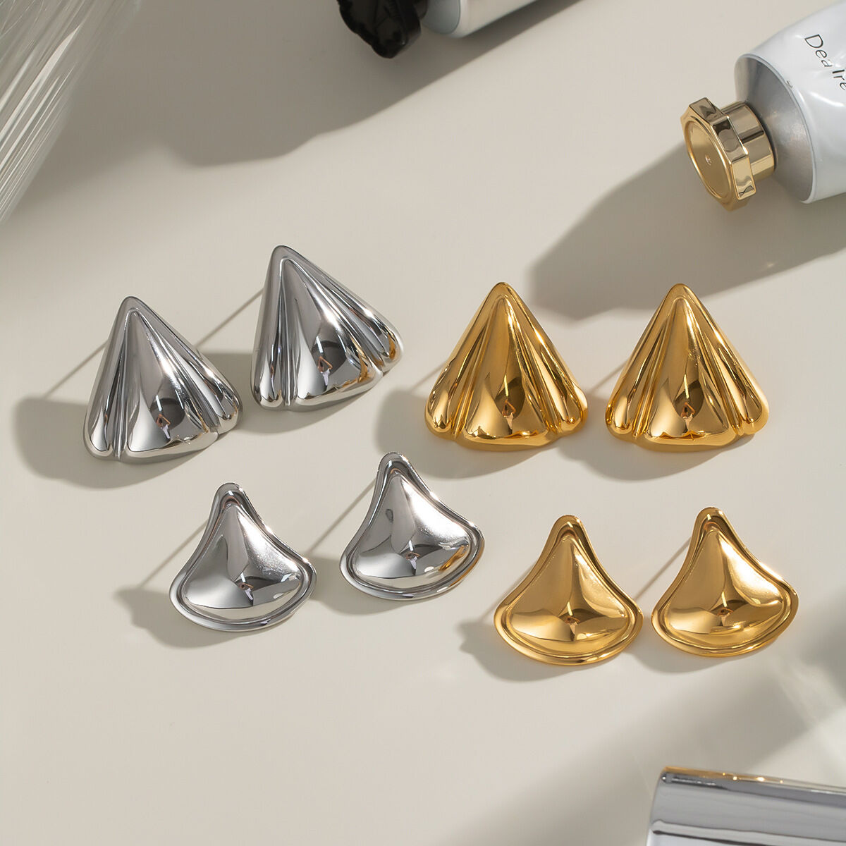 1 Pair Stainless Steel Waterproof Gold Color Stud Earrings