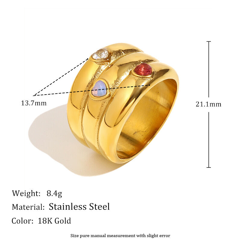 Simple Series Retro Solid Color Stainless Steel Waterproof Statement Rings Picture5