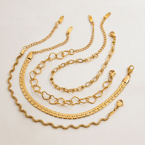 1 Piece Classic Twist Stainless Steel Waterproof Gold Color Women's Chain Bracelets h5 Picture3