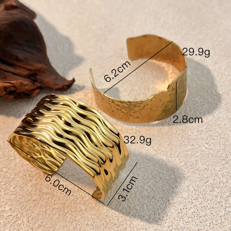 1 Piece Stainless Steel Waterproof Gold Color Cuff Bracelet Picture2