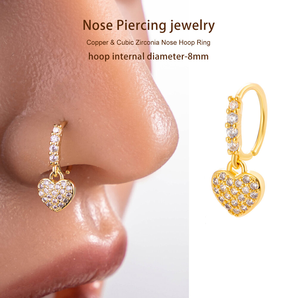 1 pezzo di perno nasale in zircone color rame e oro h5 Immagine4